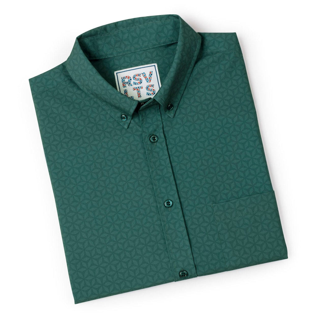 RSVLTS Geopetals KUNUFLEX Short Sleeve Shirt in Green — detail 8