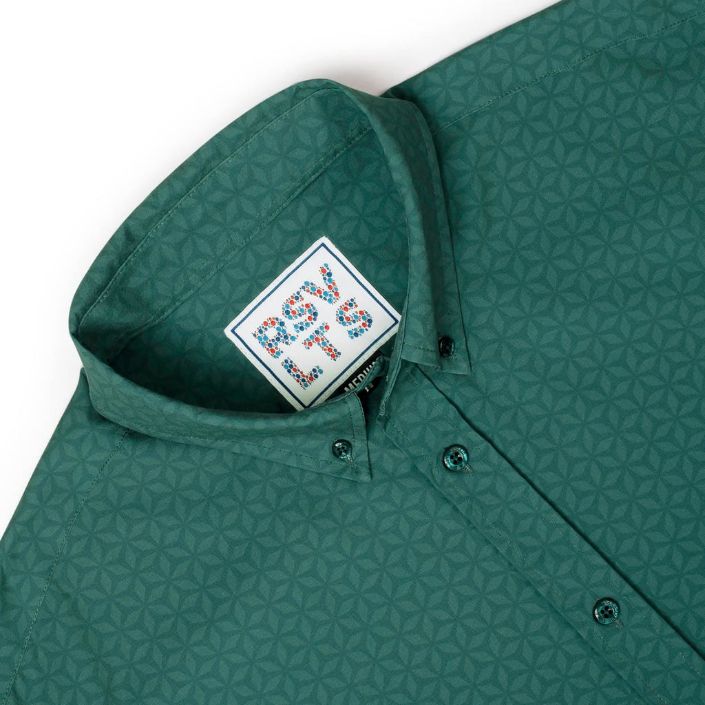 RSVLTS Geopetals KUNUFLEX Short Sleeve Shirt in Green — detail 5