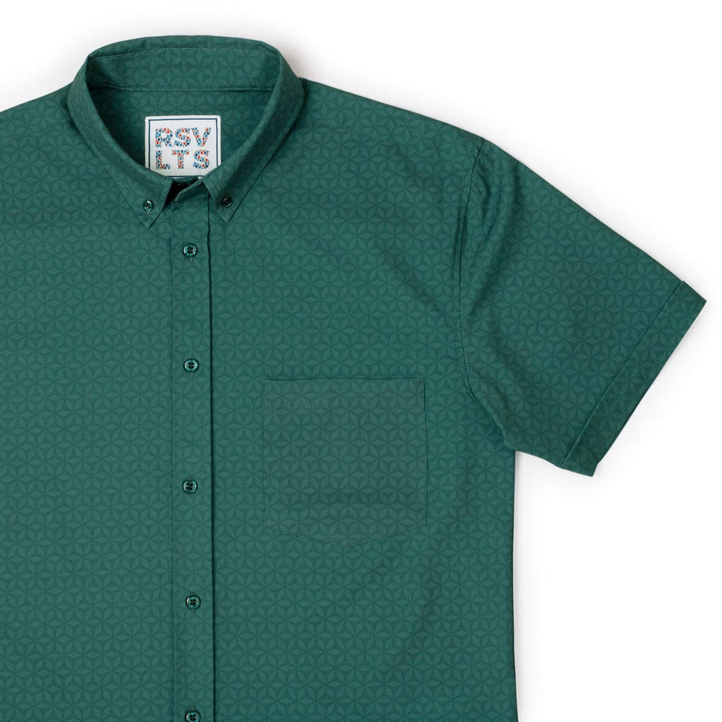 RSVLTS Geopetals KUNUFLEX Short Sleeve Shirt in Green — front view