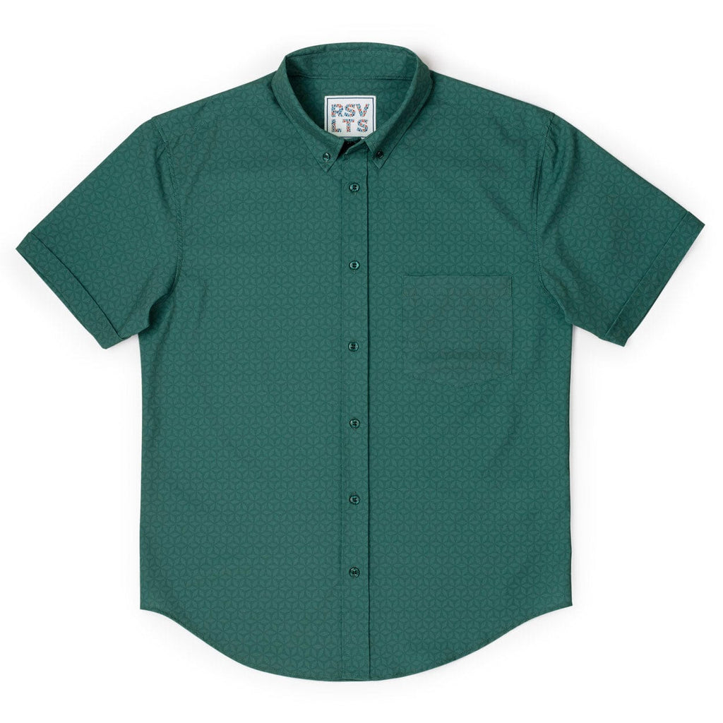 RSVLTS Geopetals KUNUFLEX Short Sleeve Shirt in Green — detail 3