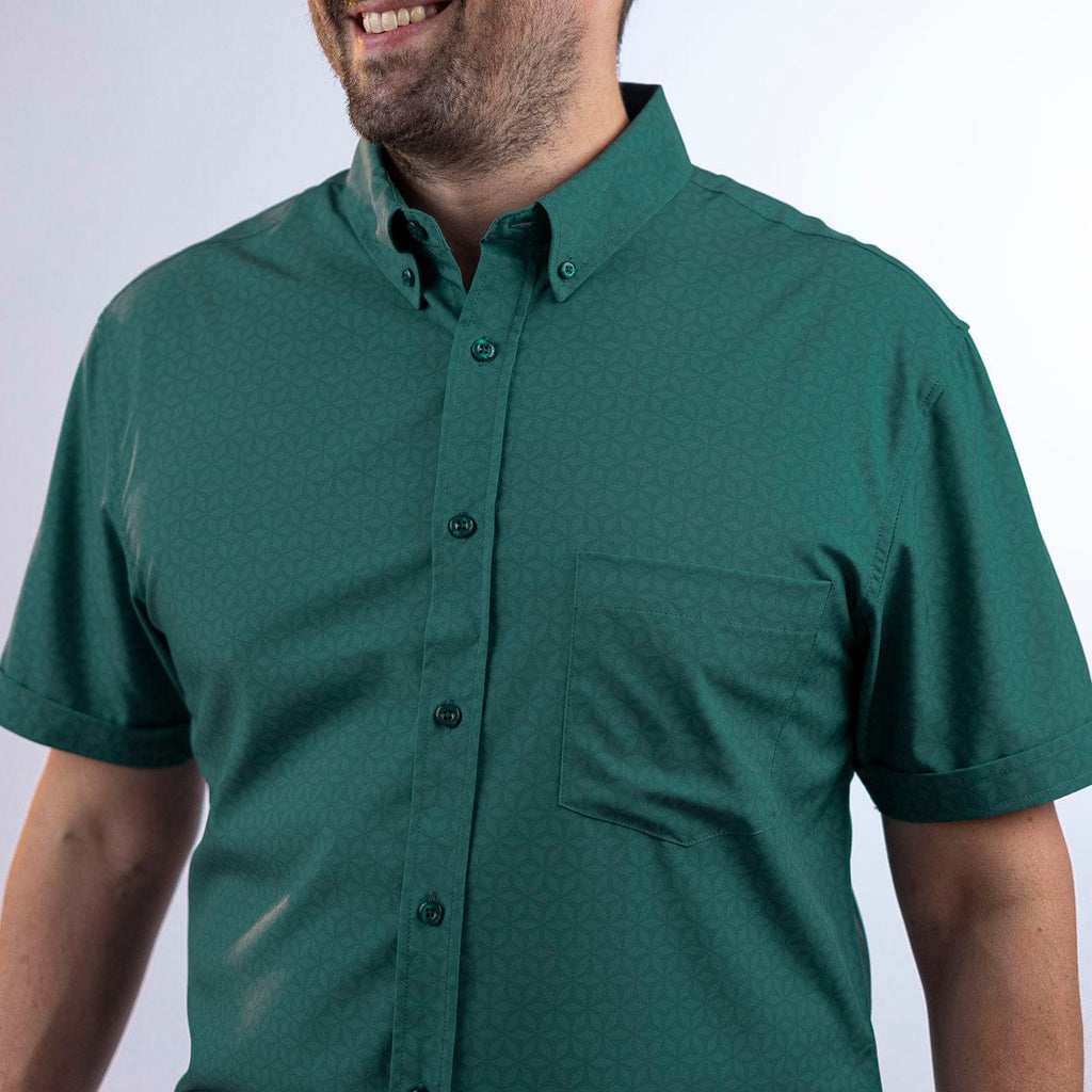 RSVLTS Geopetals KUNUFLEX Short Sleeve Shirt in Green — detail 4