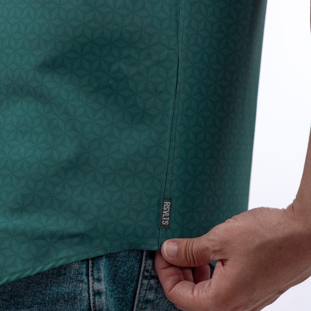RSVLTS Geopetals KUNUFLEX Short Sleeve Shirt in Green — detail 6
