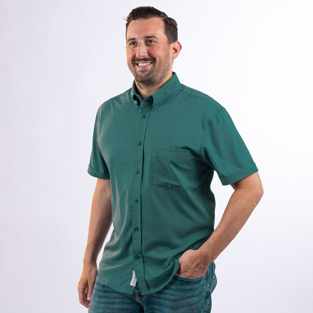 RSVLTS Geopetals KUNUFLEX Short Sleeve Shirt in Green — detail 2