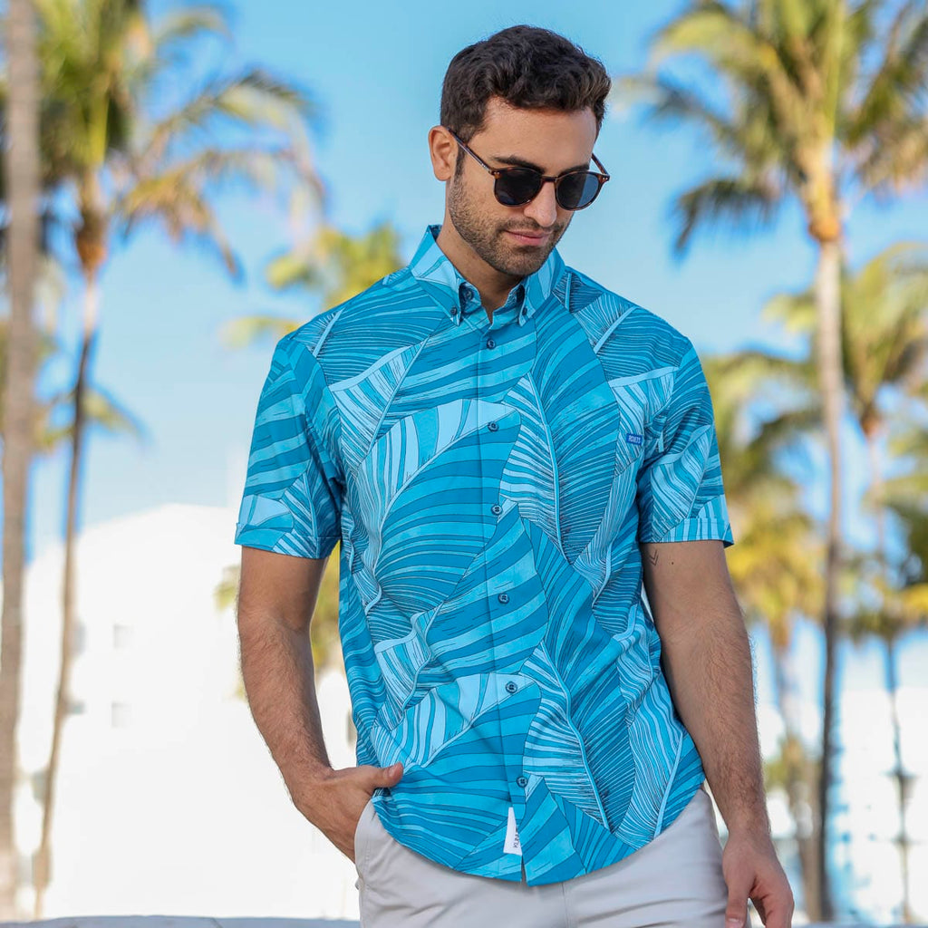 RSVLTS No Signal KUNUFLEX Short Sleeve Shirt in Blue — detail 6