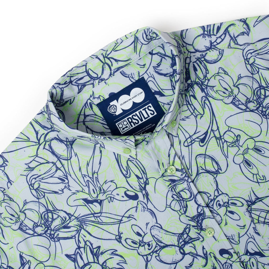 RSVLTS From Hare To Eternity KUNUFLEX Short Sleeve Shirt in Gray — detail 6