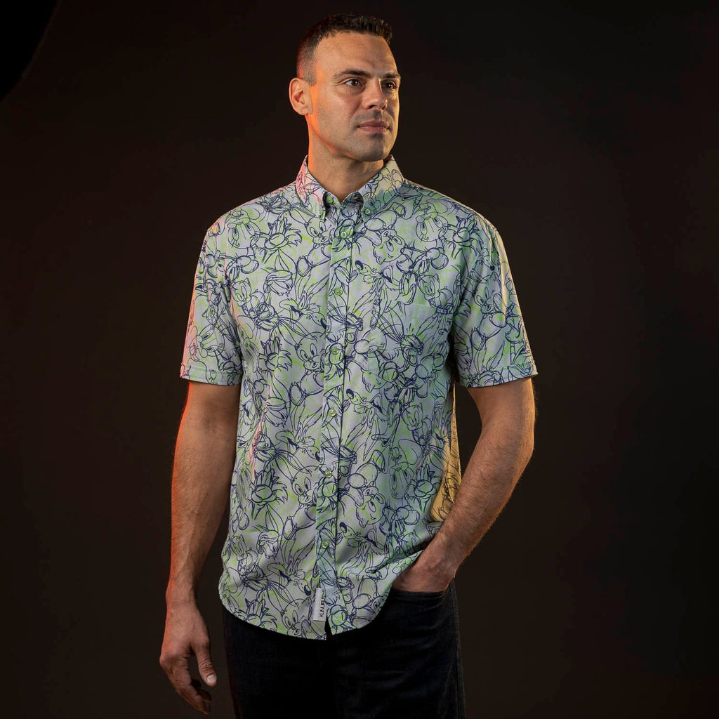 RSVLTS From Hare To Eternity KUNUFLEX Short Sleeve Shirt in Gray — detail 4