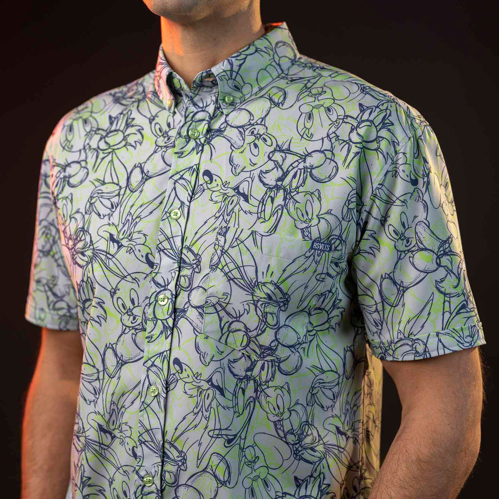 RSVLTS From Hare To Eternity KUNUFLEX Short Sleeve Shirt in Gray — detail 7