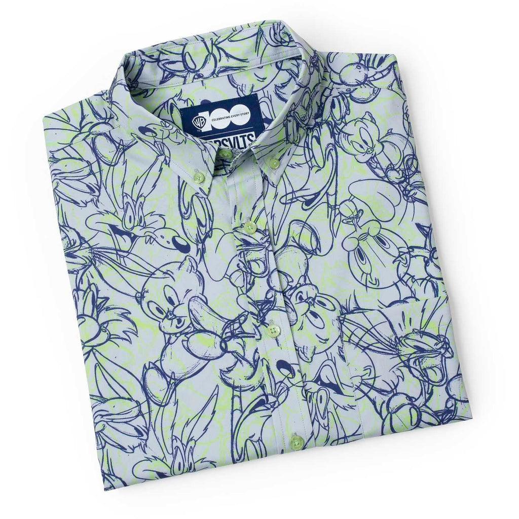 RSVLTS From Hare To Eternity KUNUFLEX Short Sleeve Shirt in Gray — detail 8