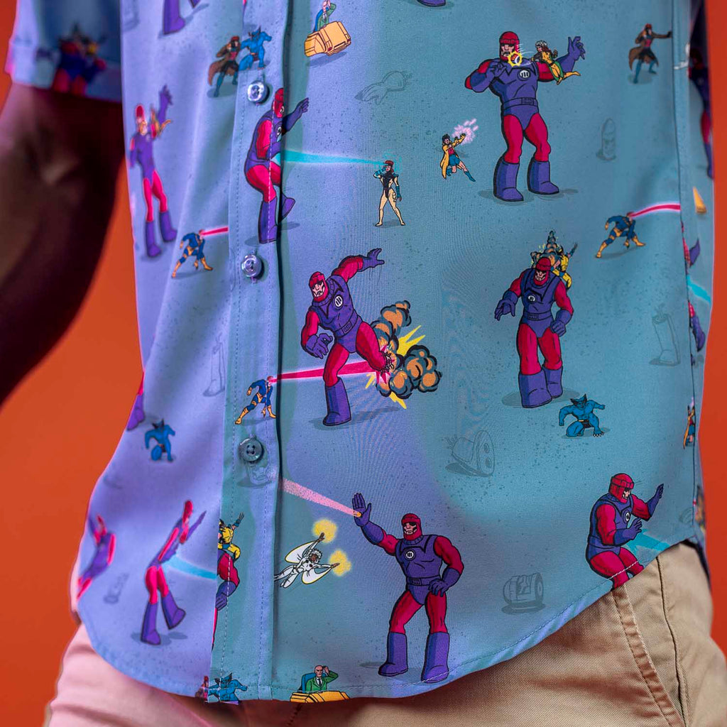 RSVLTS Night of the Sentinels KUNUFLEX Short Sleeve Shirt in Blue — detail 10