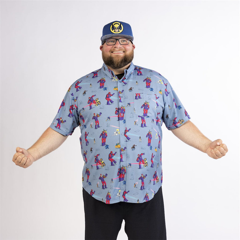 RSVLTS Night of the Sentinels KUNUFLEX Short Sleeve Shirt in Blue — detail 13