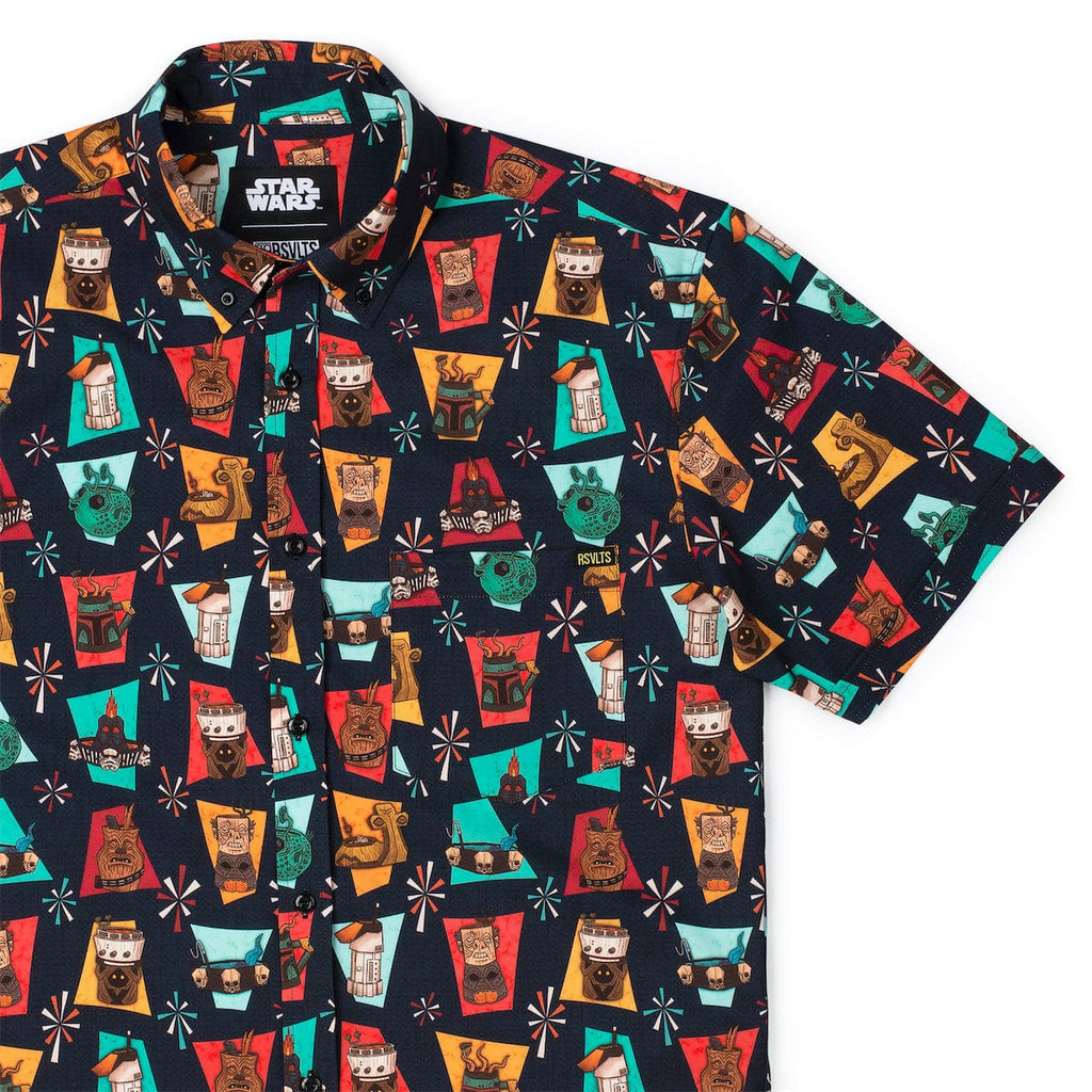 RSVLTS Cosmic Cocktails KUNUFLEX Short Sleeve Shirt in Black — front view