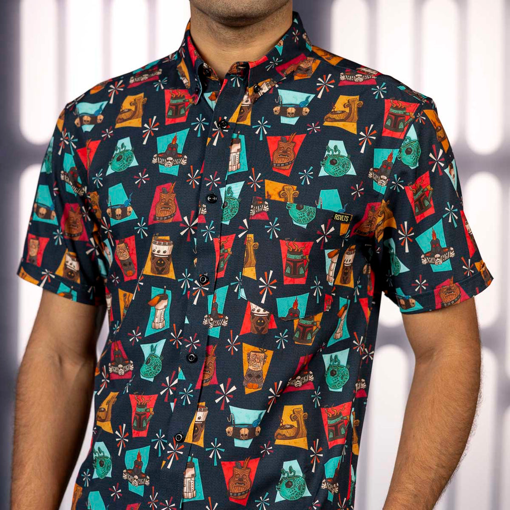 RSVLTS Cosmic Cocktails KUNUFLEX Short Sleeve Shirt in Black — detail 8