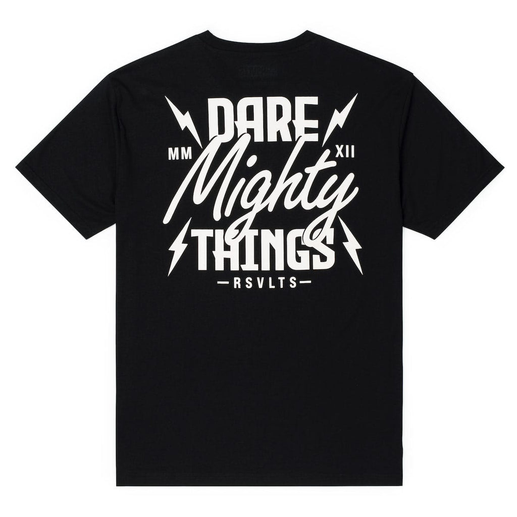 RSVLTS Dare Mighty Things Voltage Crewneck Tee in Black — detail 5