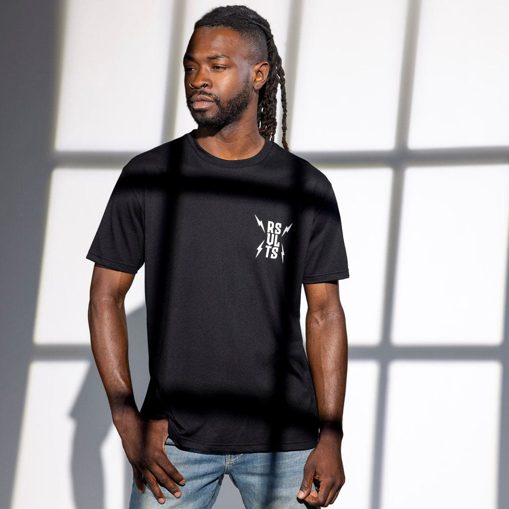 RSVLTS Dare Mighty Things Voltage Crewneck Tee in Black — detail 3