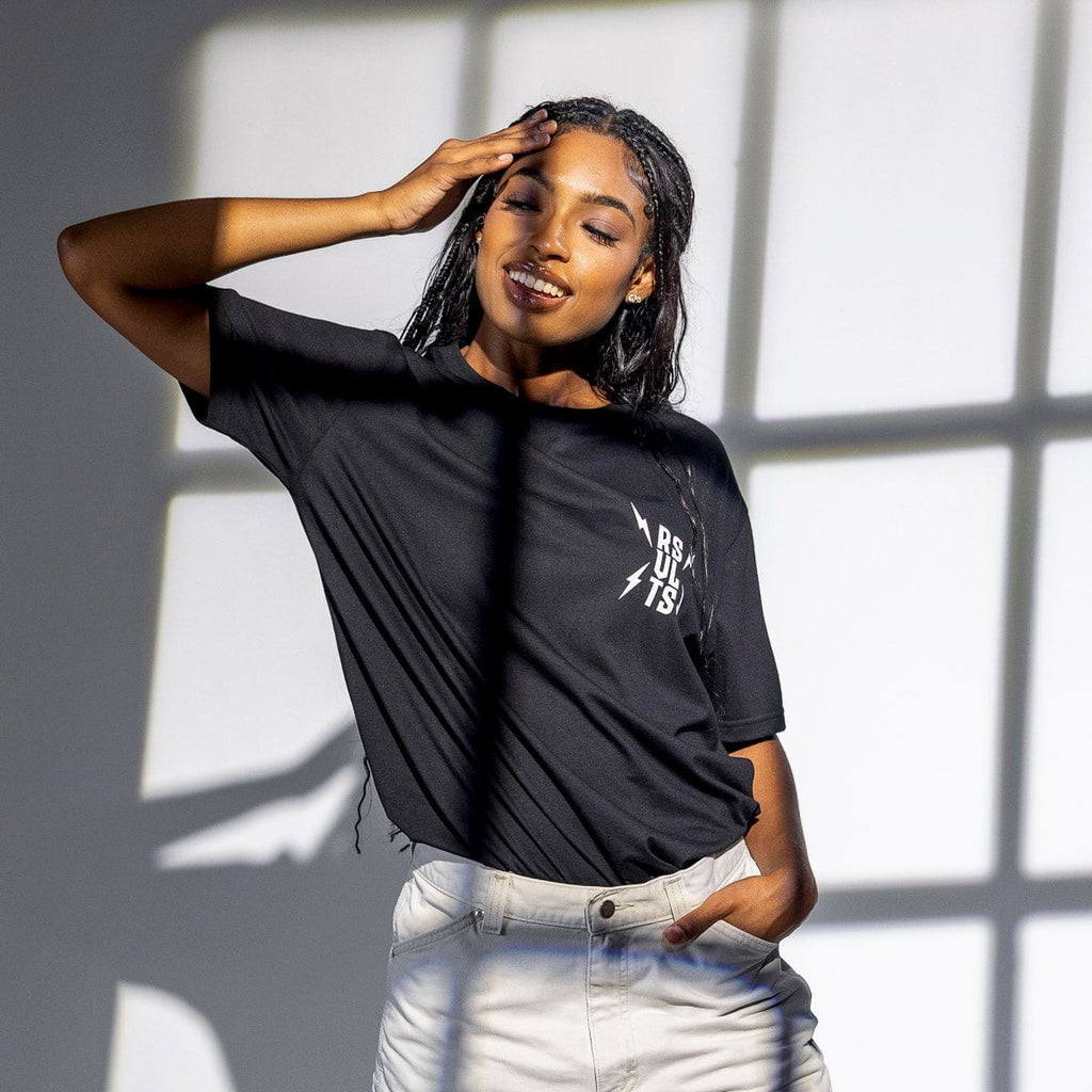 RSVLTS Dare Mighty Things Voltage Crewneck Tee in Black — detail 4