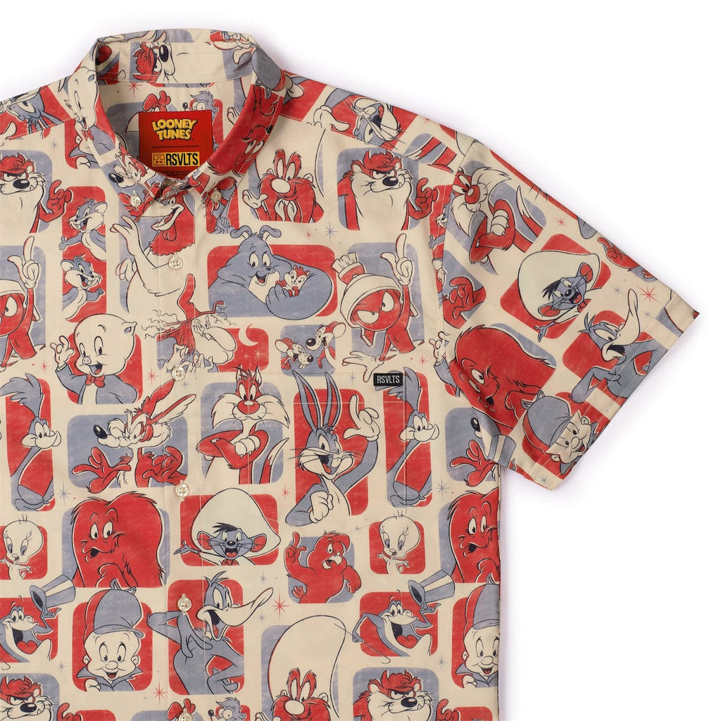 RSVLTS Tunes and Melodies KUNUFLEX Short Sleeve Shirt in Neutral — front view