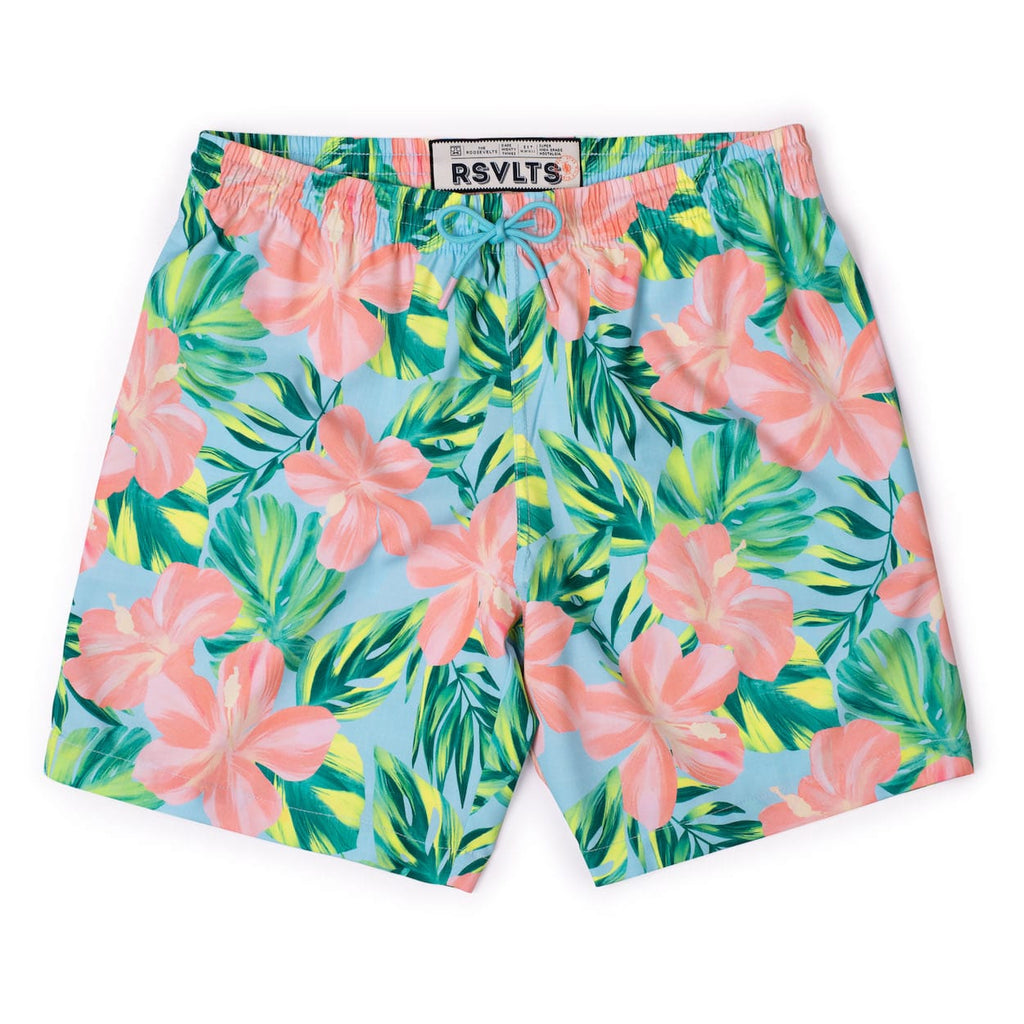RSVLTS Island Time Hybrid Shorts in Blue — front view