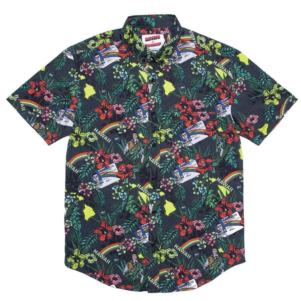 RSVLTS I Am McLovin KUNUFLEX Short Sleeve Shirt in Black — front view