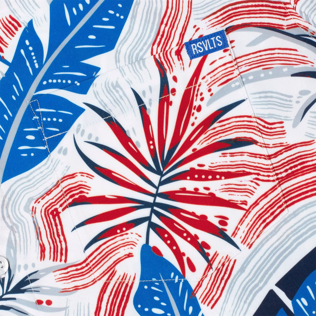 RSVLTS Palms Bursting in Air KUNUFLEX Short Sleeve Shirt in Blue — detail 6