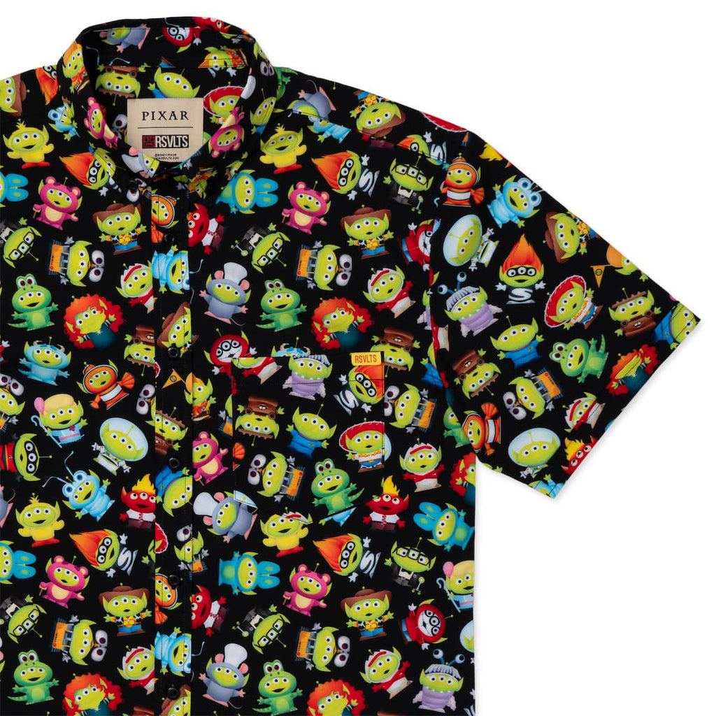 RSVLTS Cosmic Costumes KUNUFLEX Short Sleeve Shirt in Black — front view