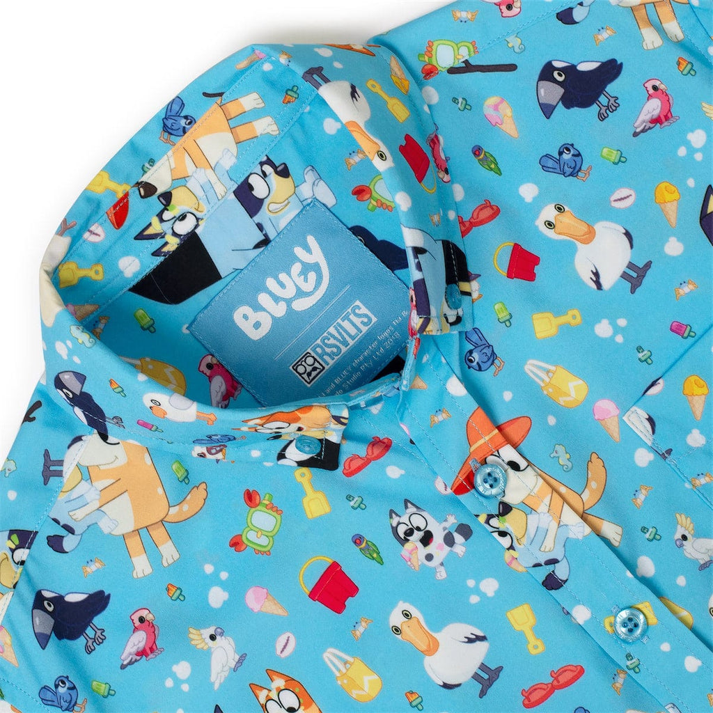 RSVLTS Beach Day Youth KUNUFLEX Short Sleeve Shirt in Blue — detail 6