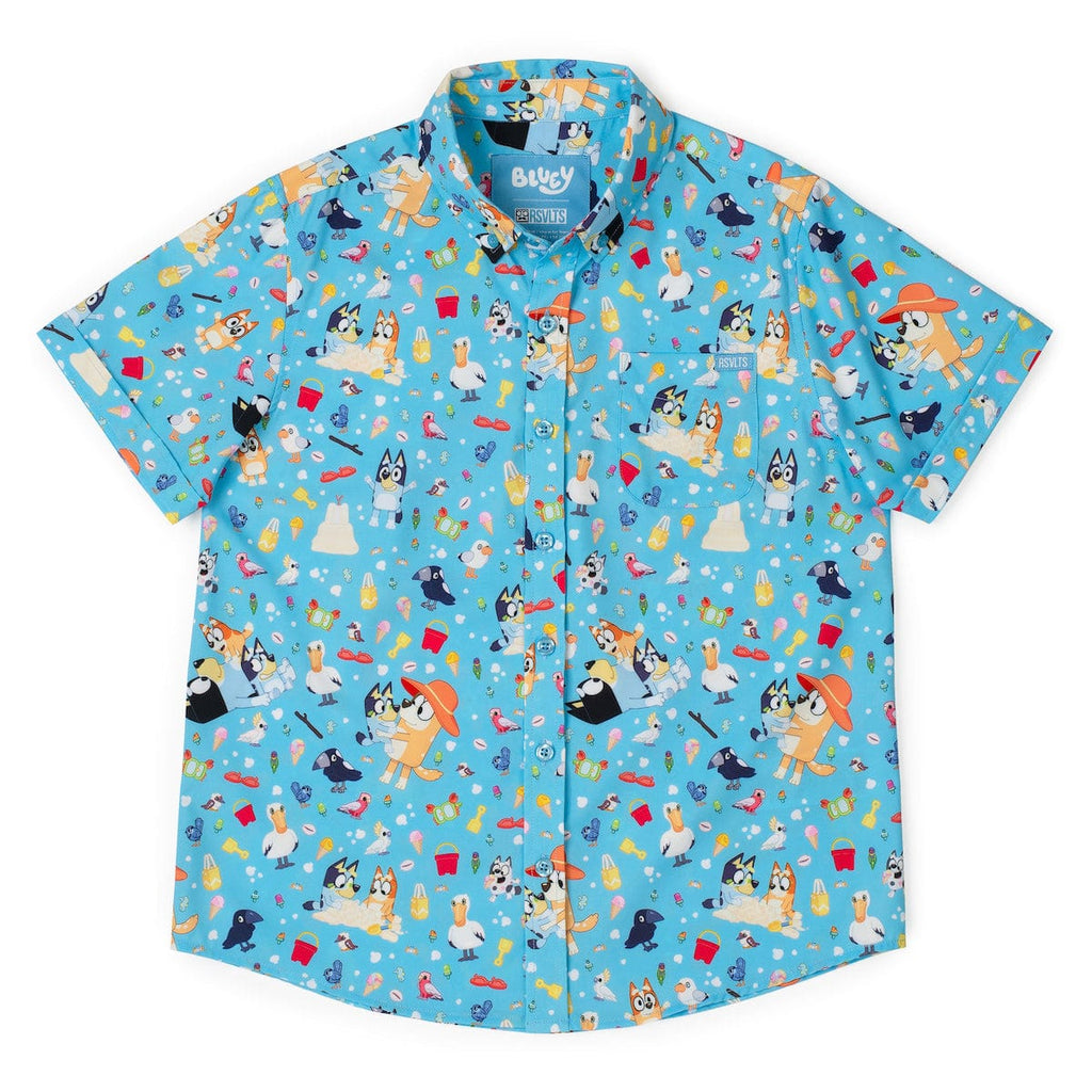 RSVLTS Beach Day Youth KUNUFLEX Short Sleeve Shirt in Blue — detail 4