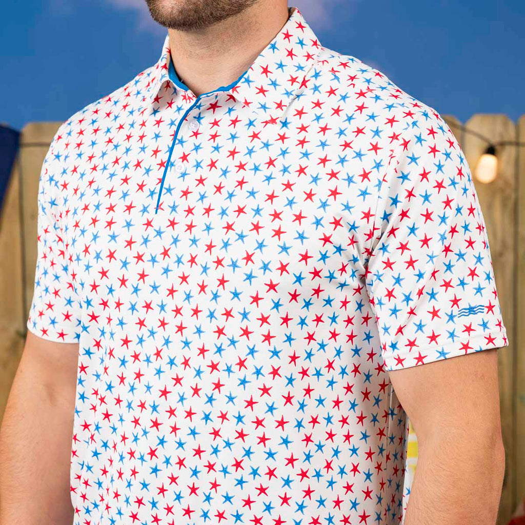 RSVLTS Starfish Spangled All-Day Polo in Multicolor — front view