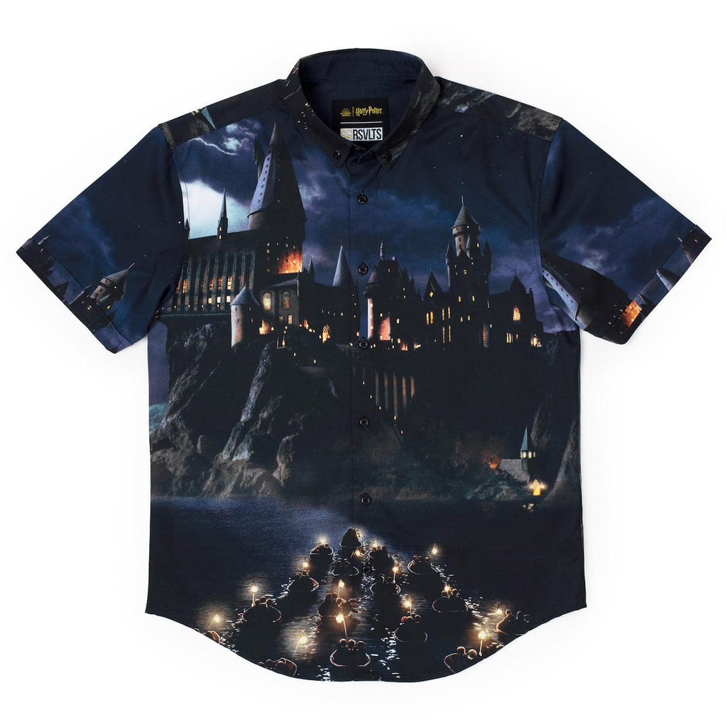 RSVLTS Welcome to Hogwarts KUNUFLEX Short Sleeve Shirt in Black — front view