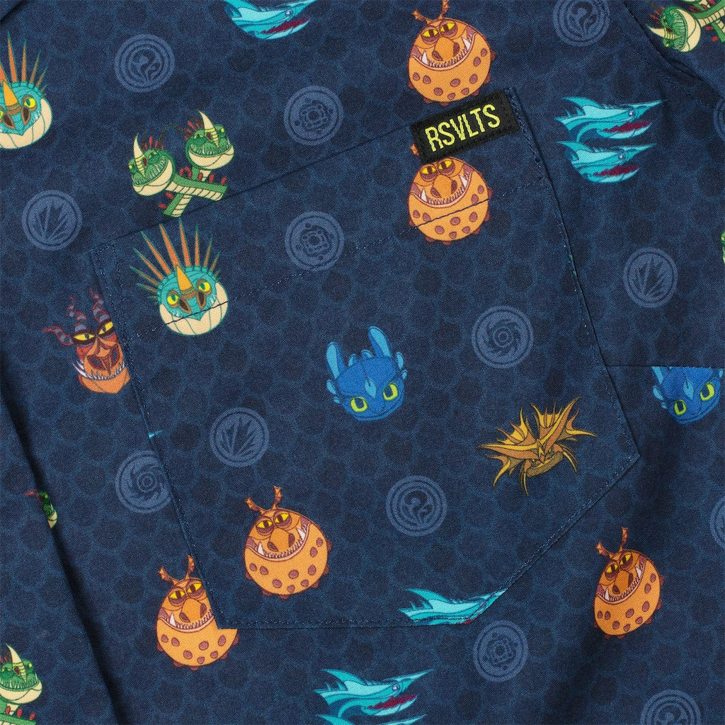 RSVLTS Fiery Faces Women's KUNUFLEX Short Sleeve Shirt in Blue — detail 7