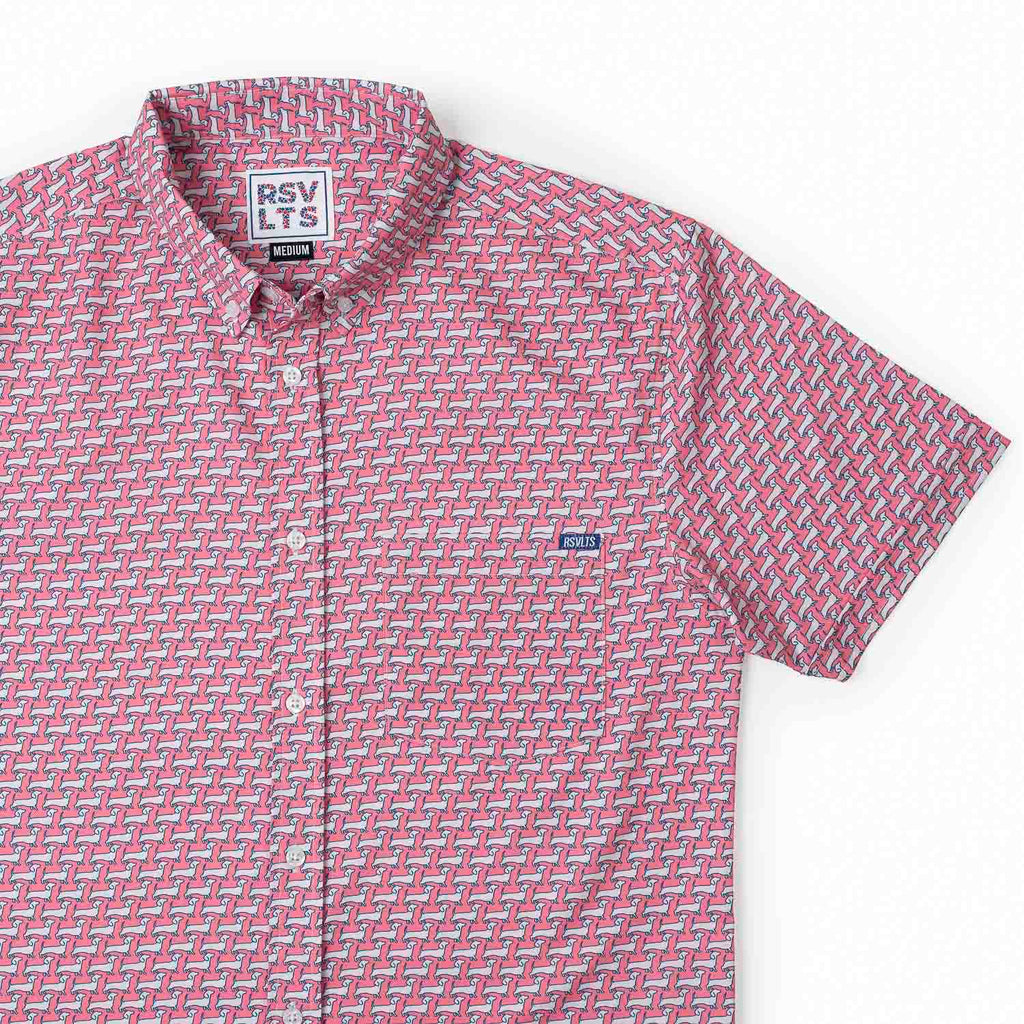 RSVLTS Widdle Ween Dogz KUNUFLEX Short Sleeve Shirt in Red — front view