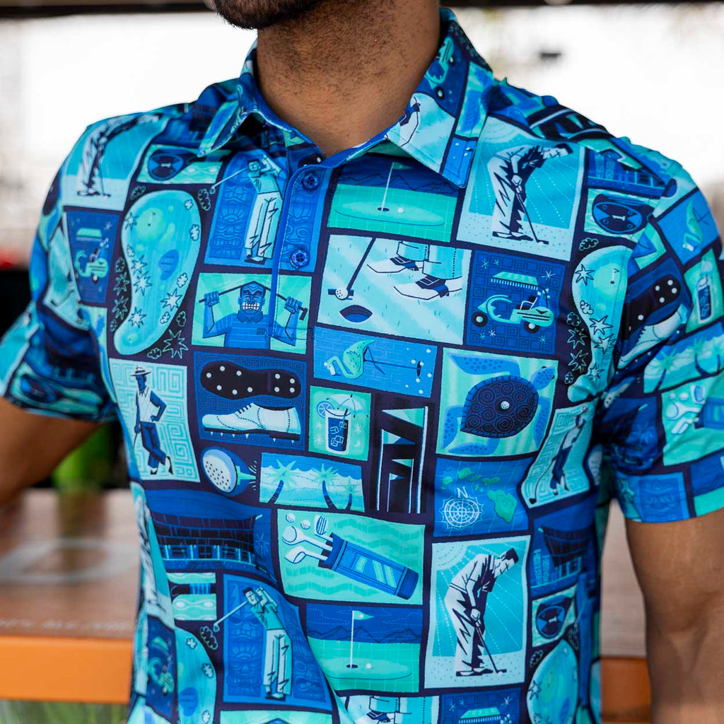 RSVLTS Tee-ki Time All-Day Polo in Blue — front view