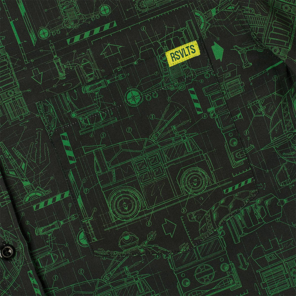 RSVLTS Greenprints KUNUFLEX Short Sleeve Shirt in Black — detail 7