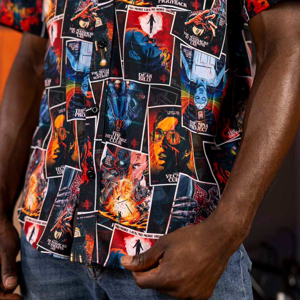 RSVLTS The Art of Four KUNUFLEX Short Sleeve Shirt in Black — detail 9