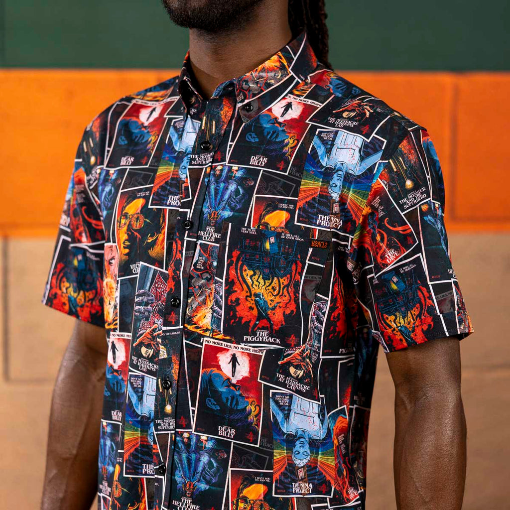 RSVLTS The Art of Four KUNUFLEX Short Sleeve Shirt in Black — detail 7