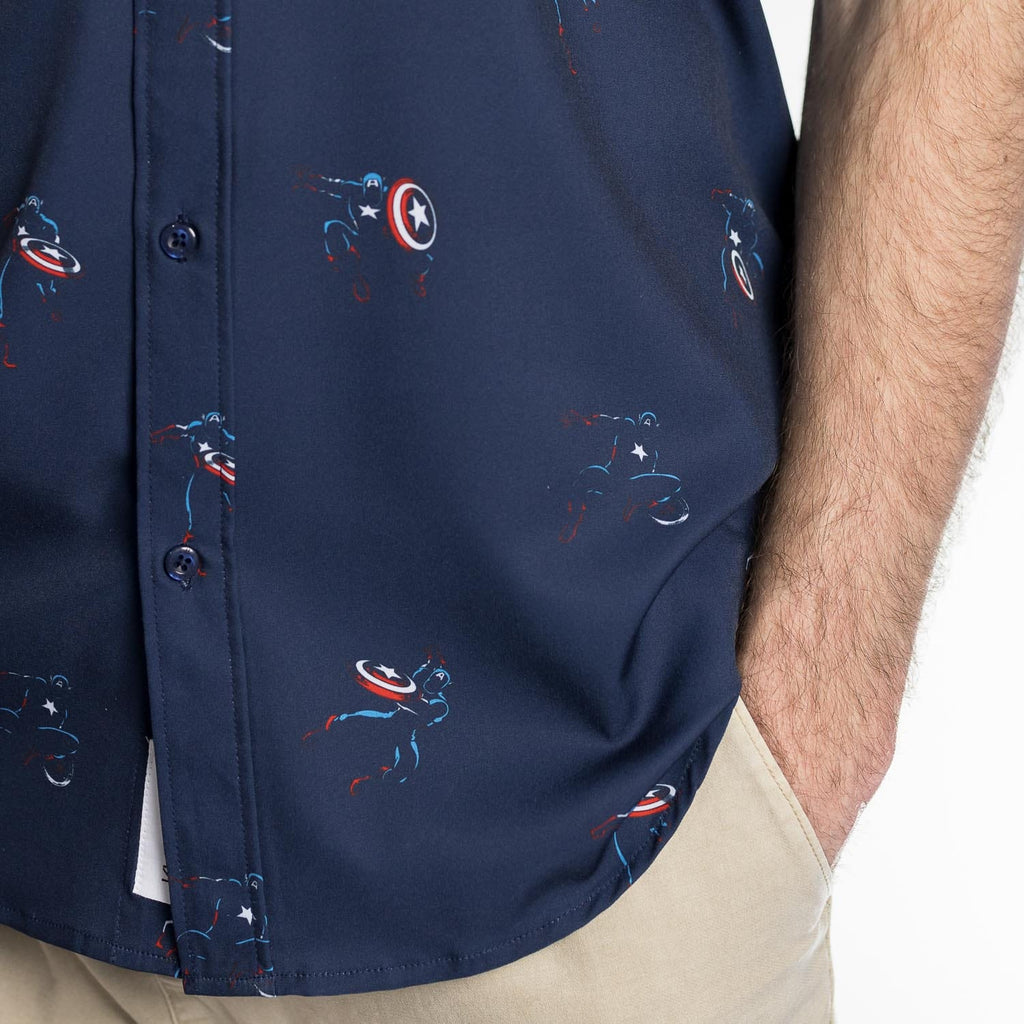 RSVLTS Legendary Hero KUNUFLEX Short Sleeve Shirt in Blue — detail 4