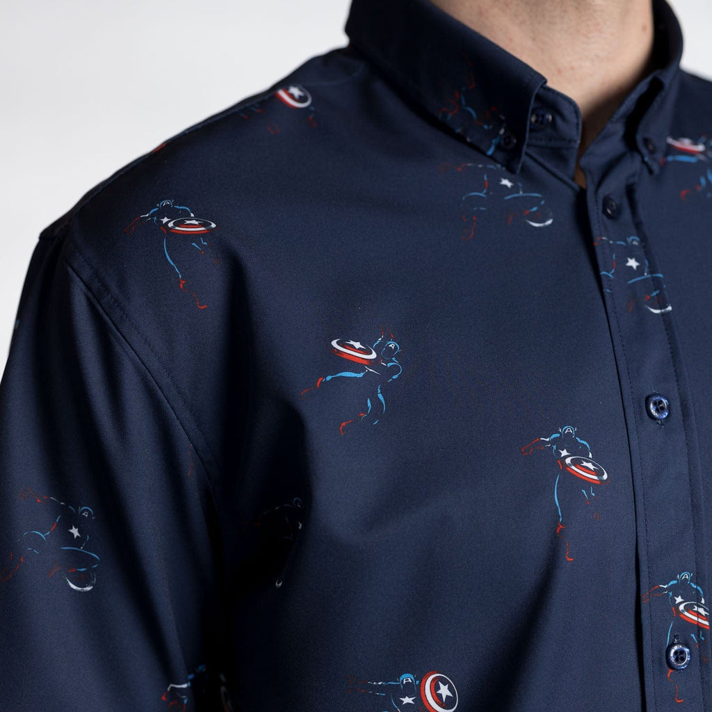 RSVLTS Legendary Hero KUNUFLEX Short Sleeve Shirt in Blue — detail 3