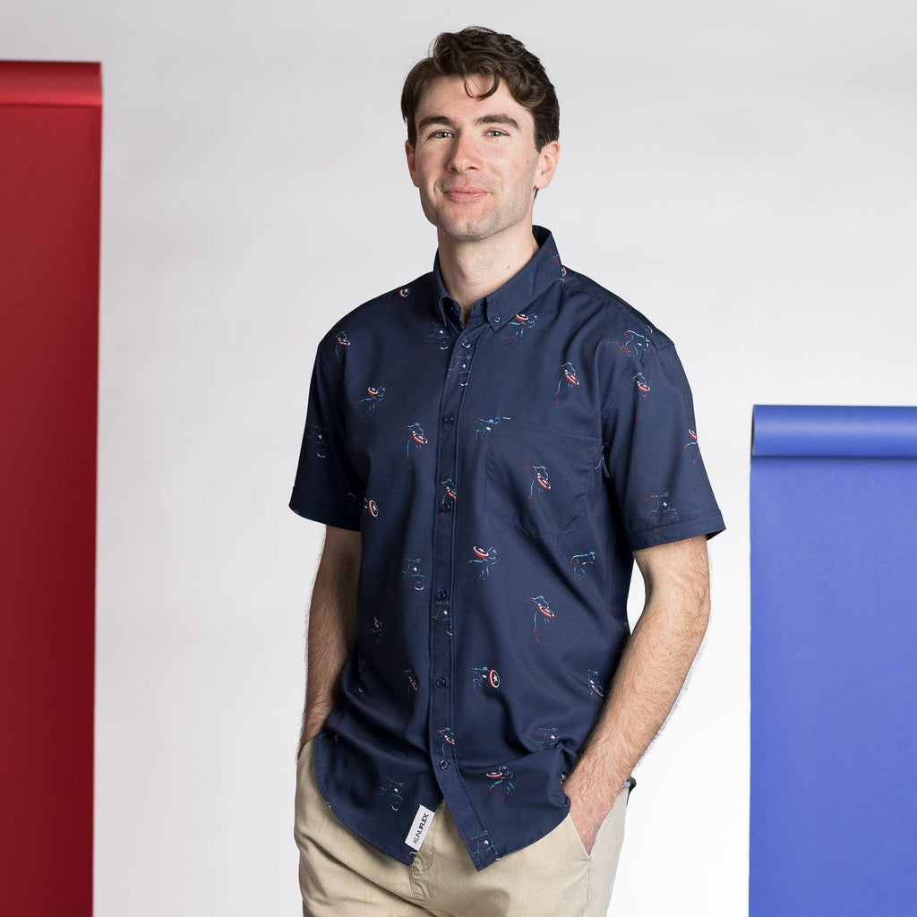 RSVLTS Legendary Hero KUNUFLEX Short Sleeve Shirt in Blue — detail 2