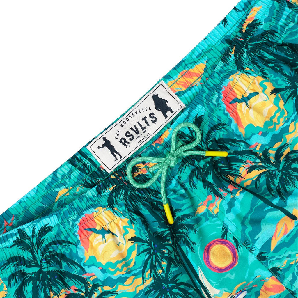 RSVLTS PTO (Palm Tree Oasis) Hybrid Shorts in Green — detail 3