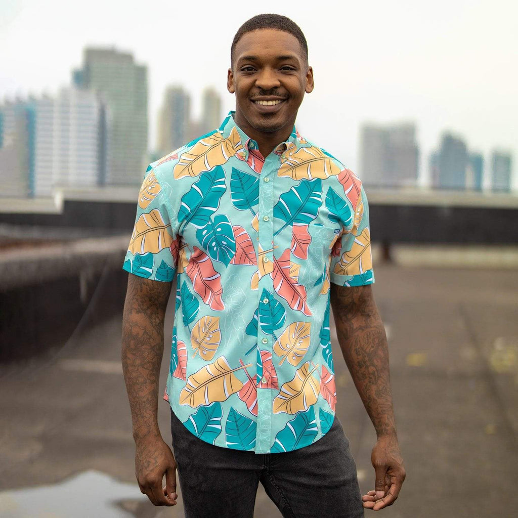 RSVLTS Moana of Motunui KUNUFLEX Short Sleeve Shirt in Blue — detail 6
