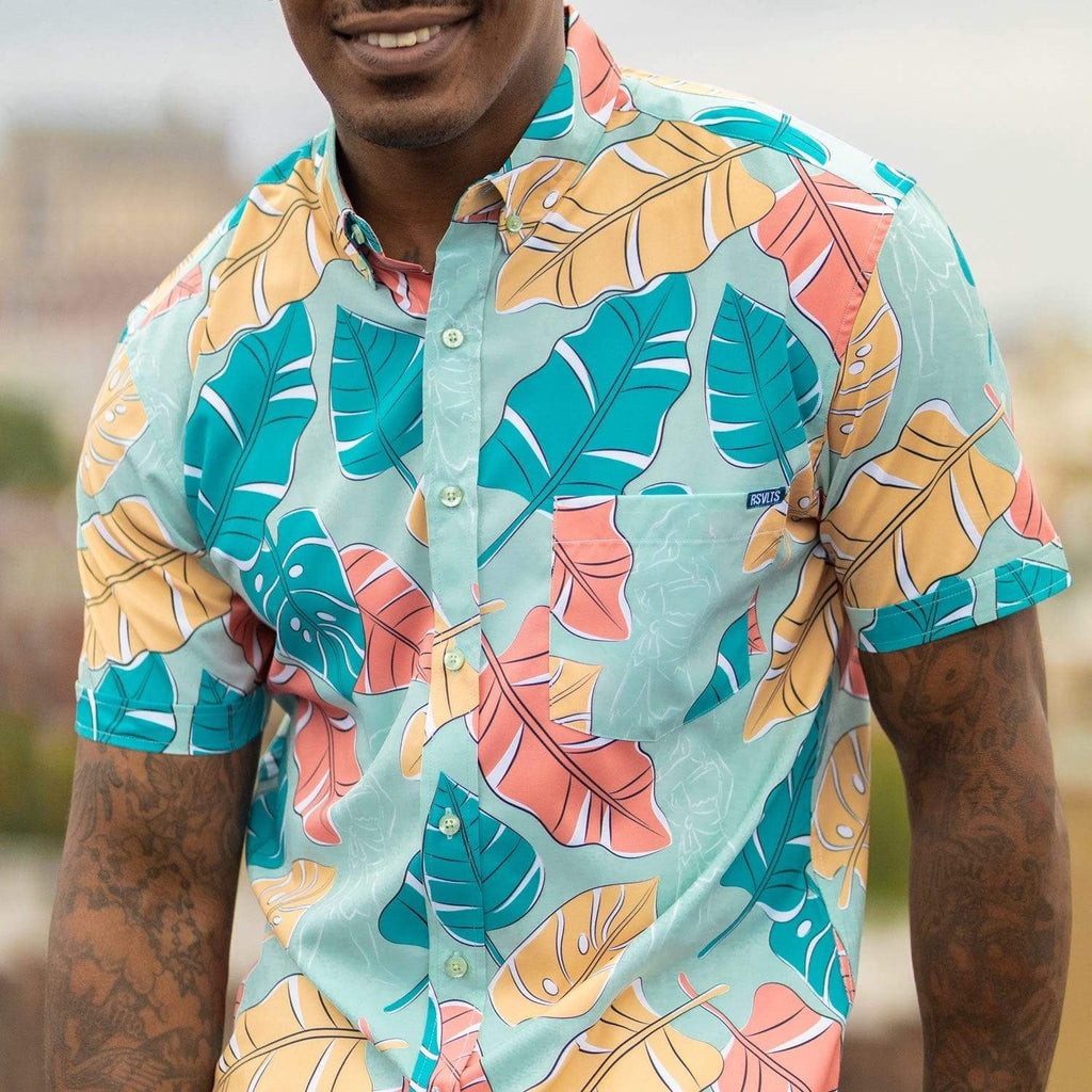 RSVLTS Moana of Motunui KUNUFLEX Short Sleeve Shirt in Blue — detail 3