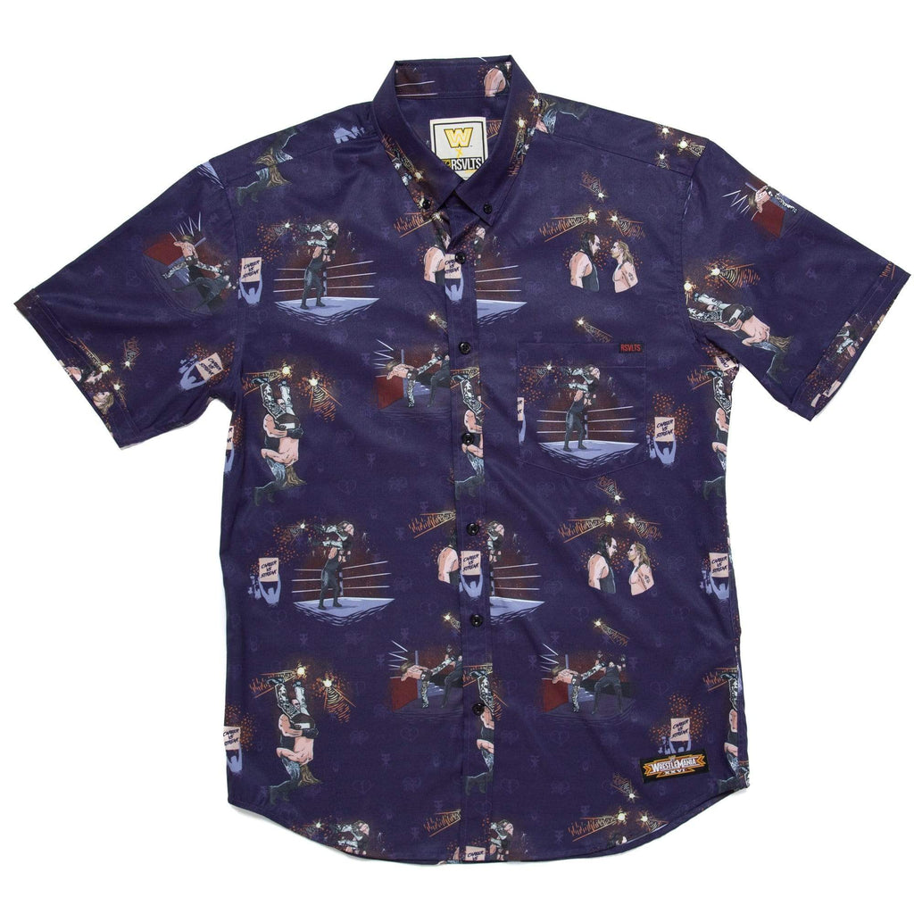 RSVLTS Shawn Michaels vs. Undertaker KUNUFLEX Short Sleeve Shirt in Purple — detail 2