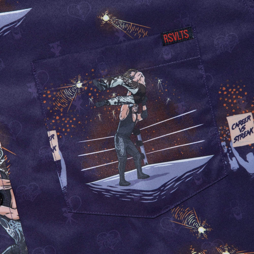 RSVLTS Shawn Michaels vs. Undertaker KUNUFLEX Short Sleeve Shirt in Purple — detail 5