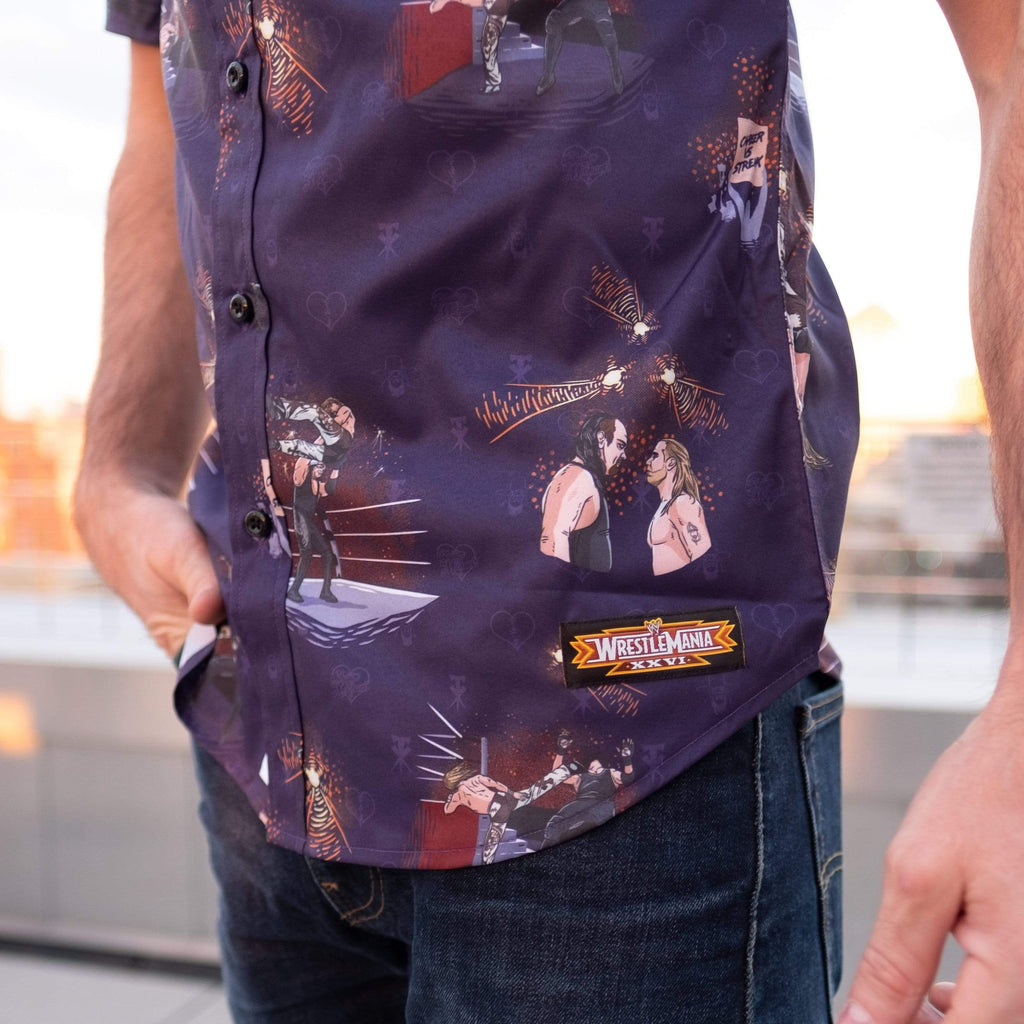 RSVLTS Shawn Michaels vs. Undertaker KUNUFLEX Short Sleeve Shirt in Purple — detail 3
