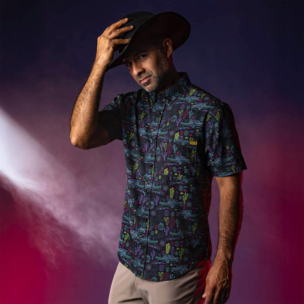 RSVLTS Quantum Cowboys KUNUFLEX Short Sleeve Shirt in Black — detail 7