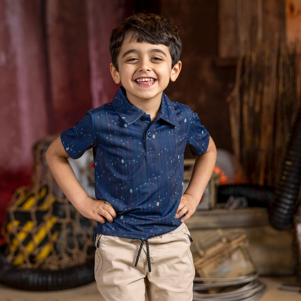 RSVLTS Fleet in Formation Preschool All-Day Polo in Blue — front view