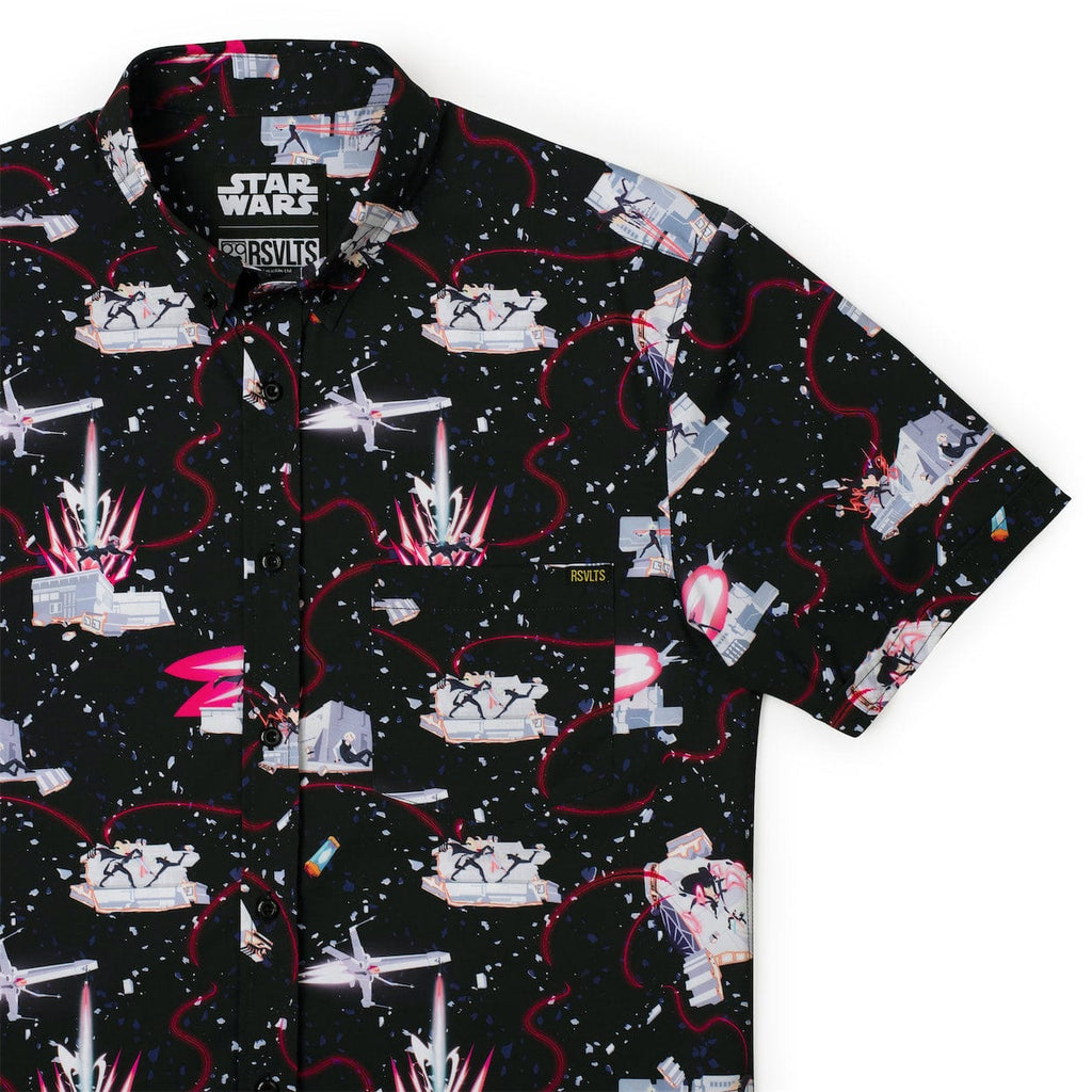 RSVLTS The Twins KUNUFLEX Short Sleeve Shirt in Black — front view