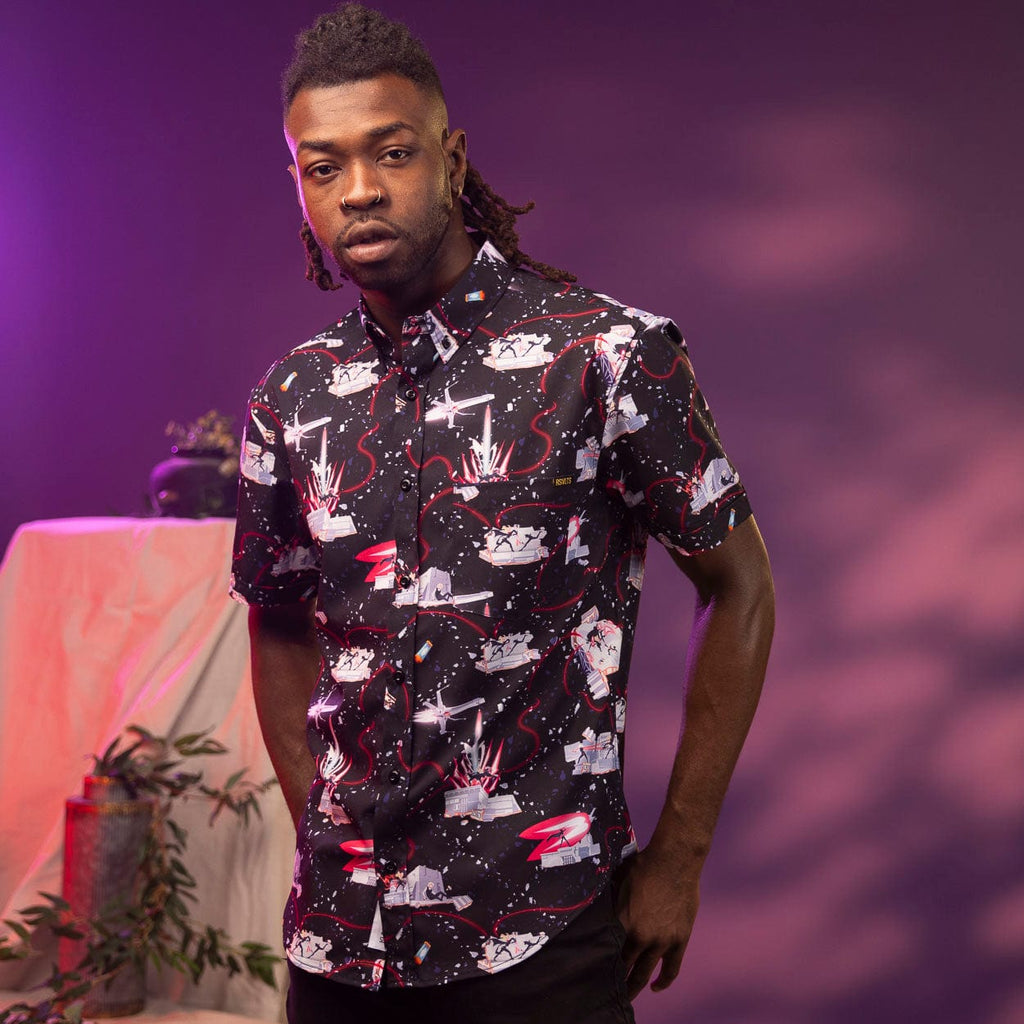 RSVLTS The Twins KUNUFLEX Short Sleeve Shirt in Black — detail 5