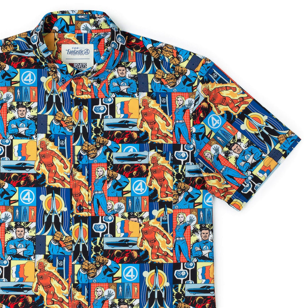 RSVLTS First Family KUNUFLEX Short Sleeve Shirt in Blue — front view
