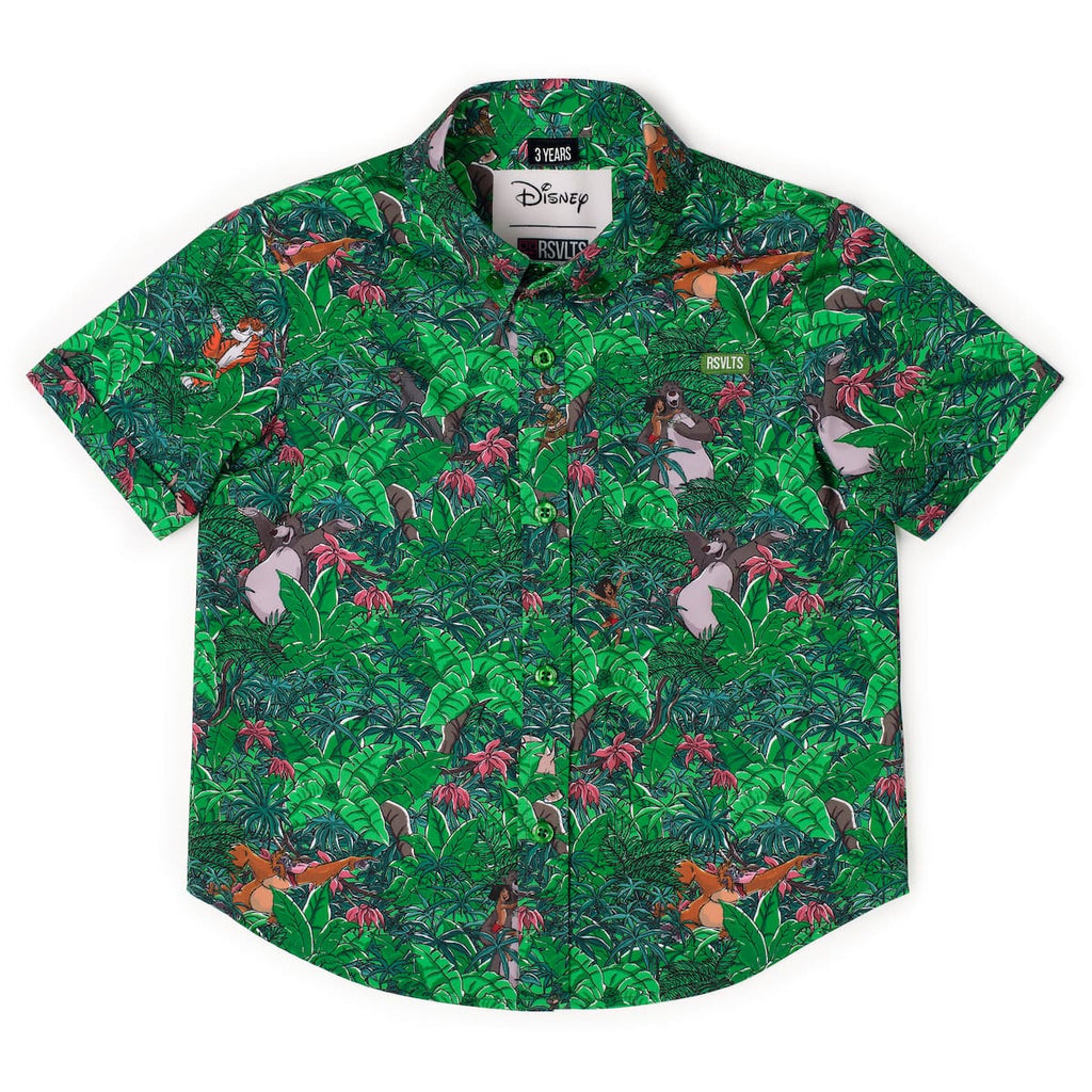 RSVLTS Baloo and the Crew Preschool KUNUFLEX Short Sleeve Shirt in Green — front view
