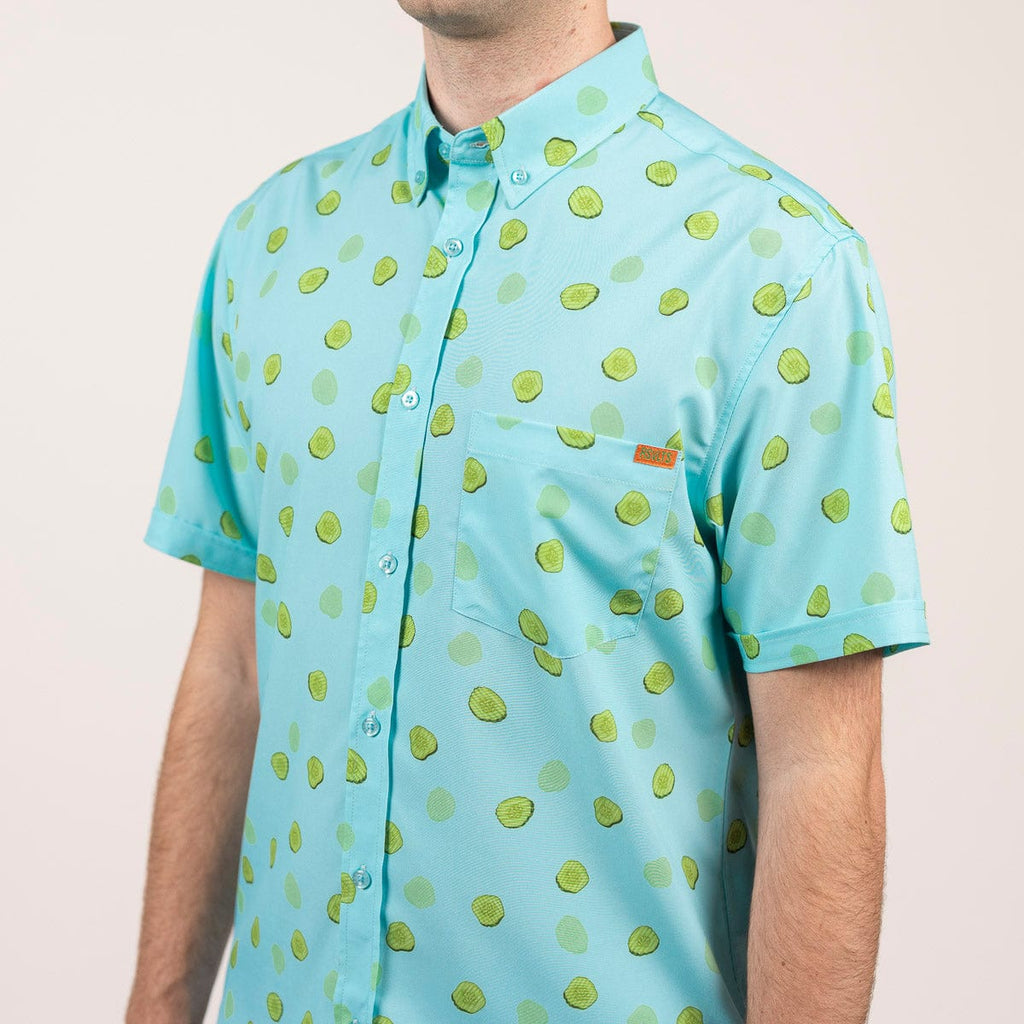 RSVLTS Kind of a Big Dill KUNUFLEX Short Sleeve Shirt in Green — front view
